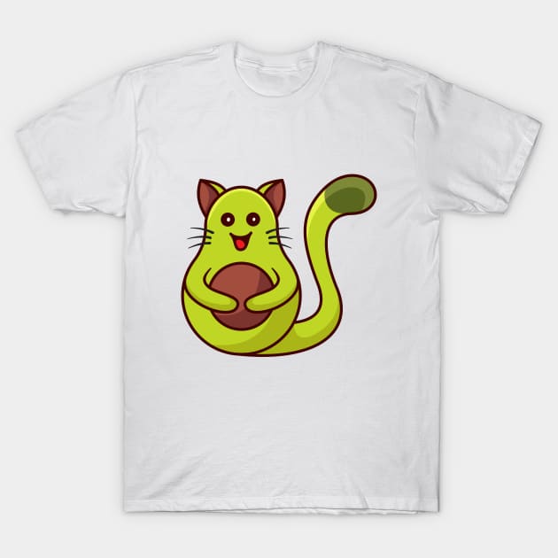 Avocado and cat T-Shirt by mouze_art